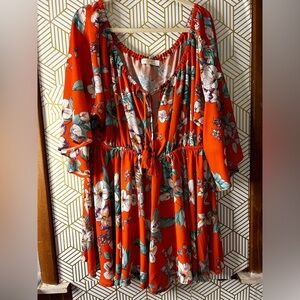 Floral Orange Jumpsuit